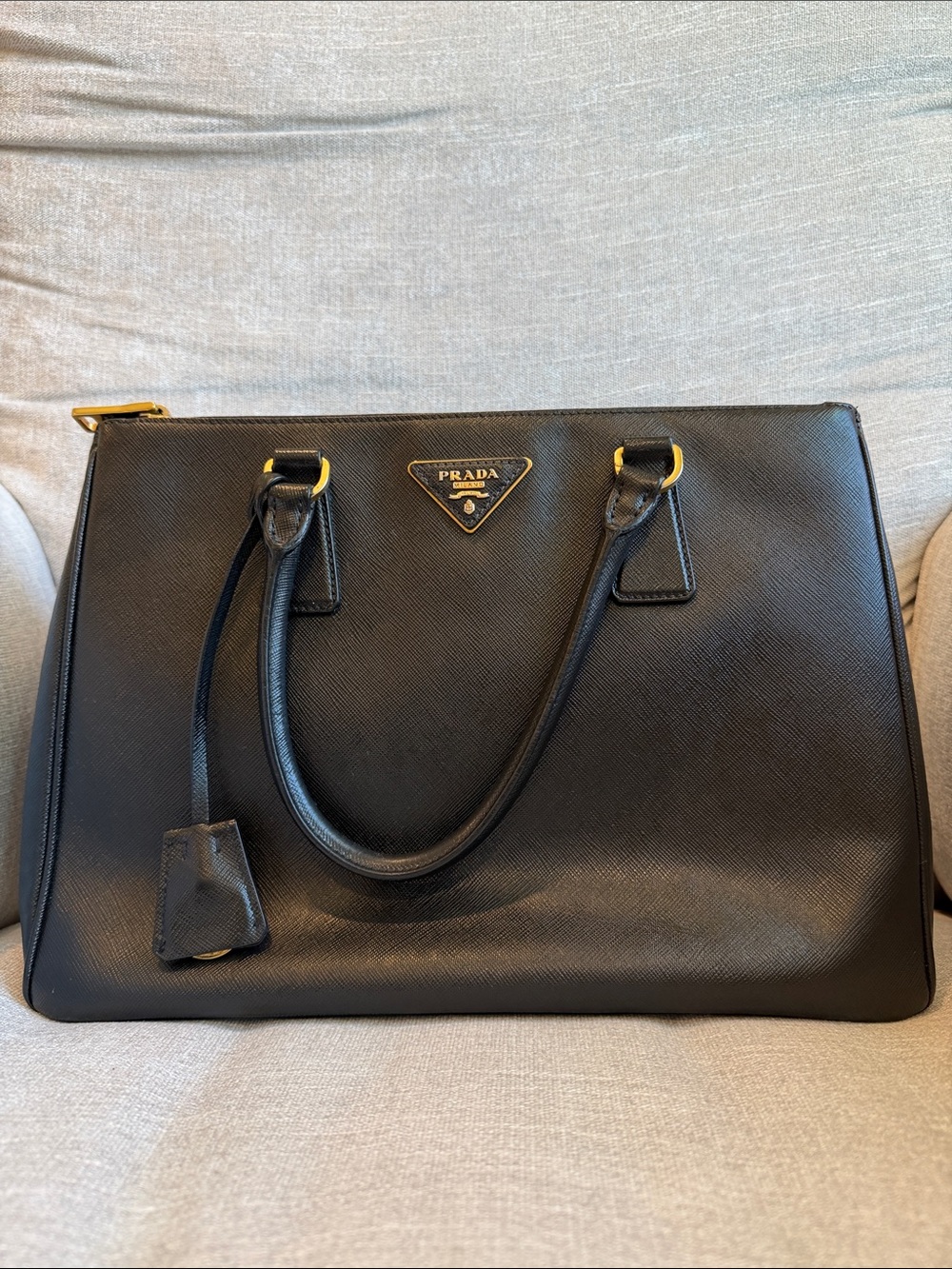 Prada Black Medium Saffiano Tote Bag